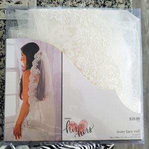 His & Hers ivory lace veil